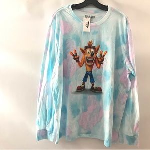 Crash Bandicoot Crash Team Racing Shirt T-Shirt Mens XL Longsleeve Tee Tie Dye